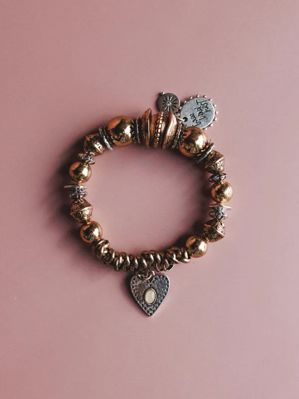 Heart Of Gold Bracelet - Mixed Metal - Pre Order made by Three Bird Nest