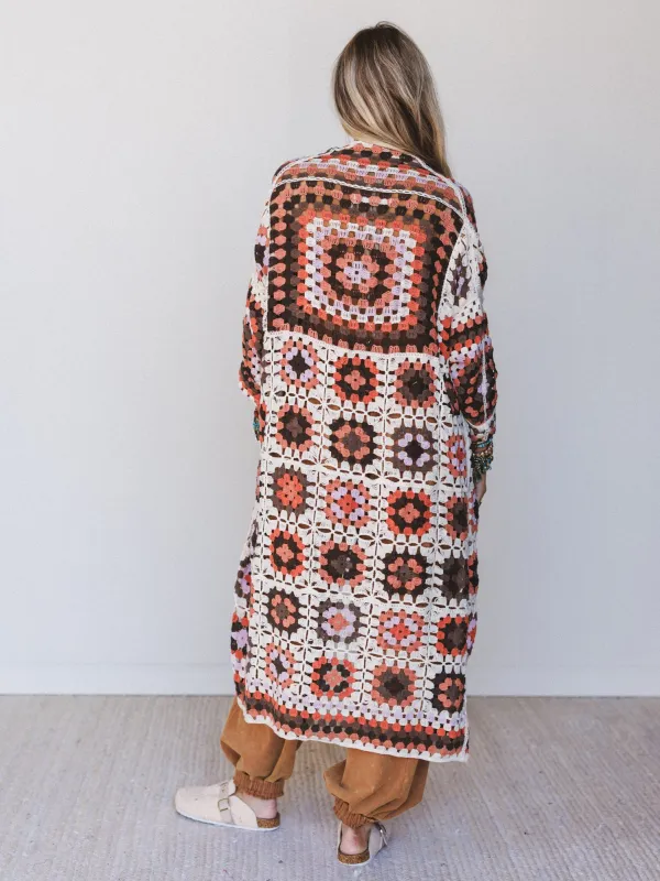 The Nest Soulful Wanderer Crochet Duster - Brown Multi - Pre Order made by Davi & Dani
