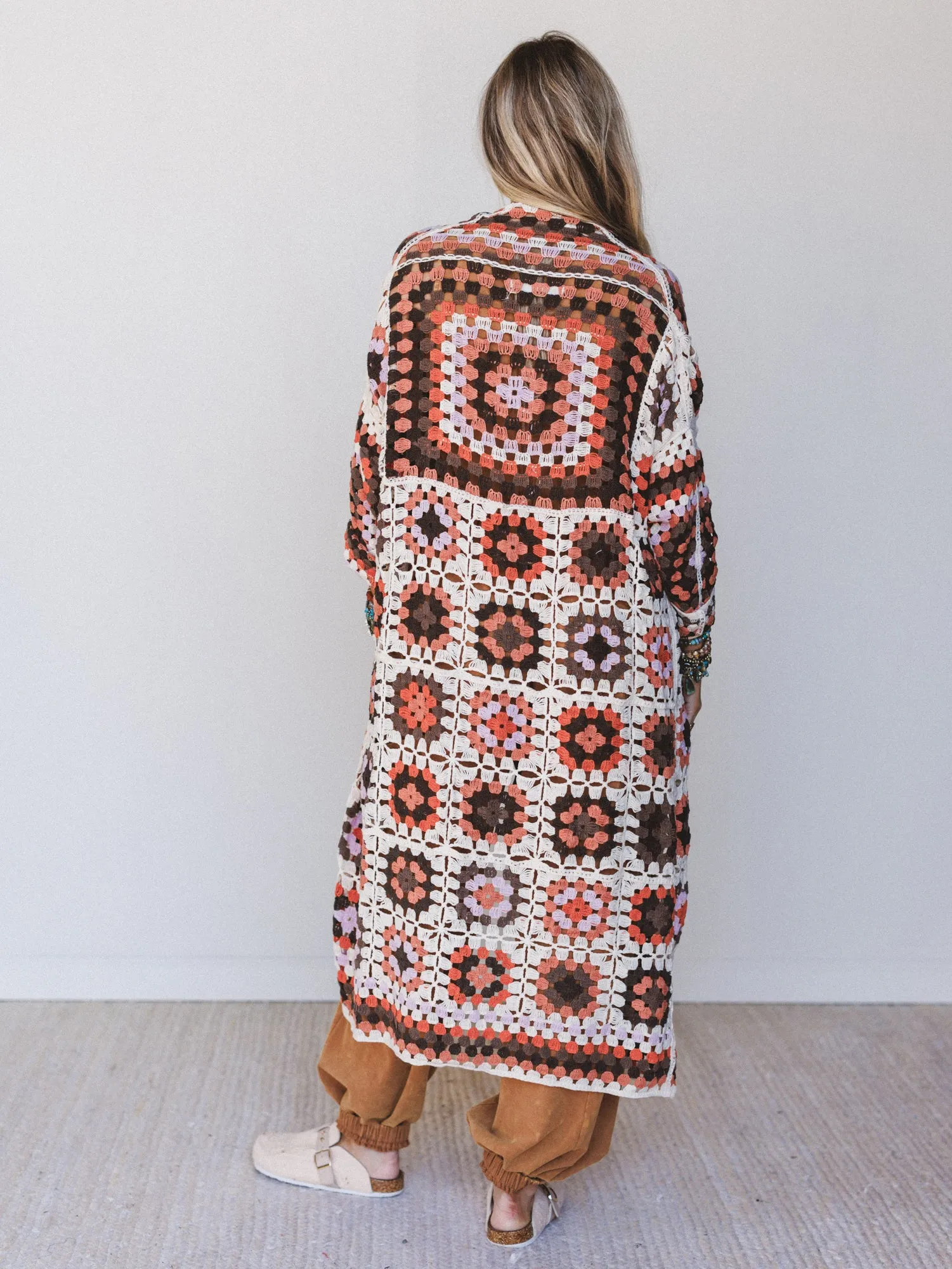The Nest Soulful Wanderer Crochet Duster - Brown Multi - Pre Order sold by Three Bird Nest