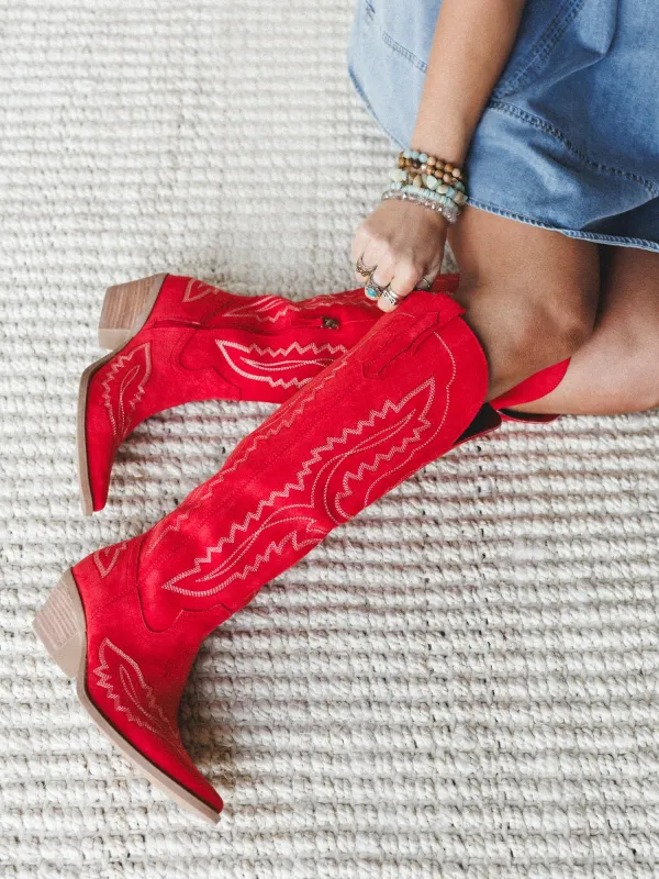 Tess Western Boots - Red made by Three Bird Nest