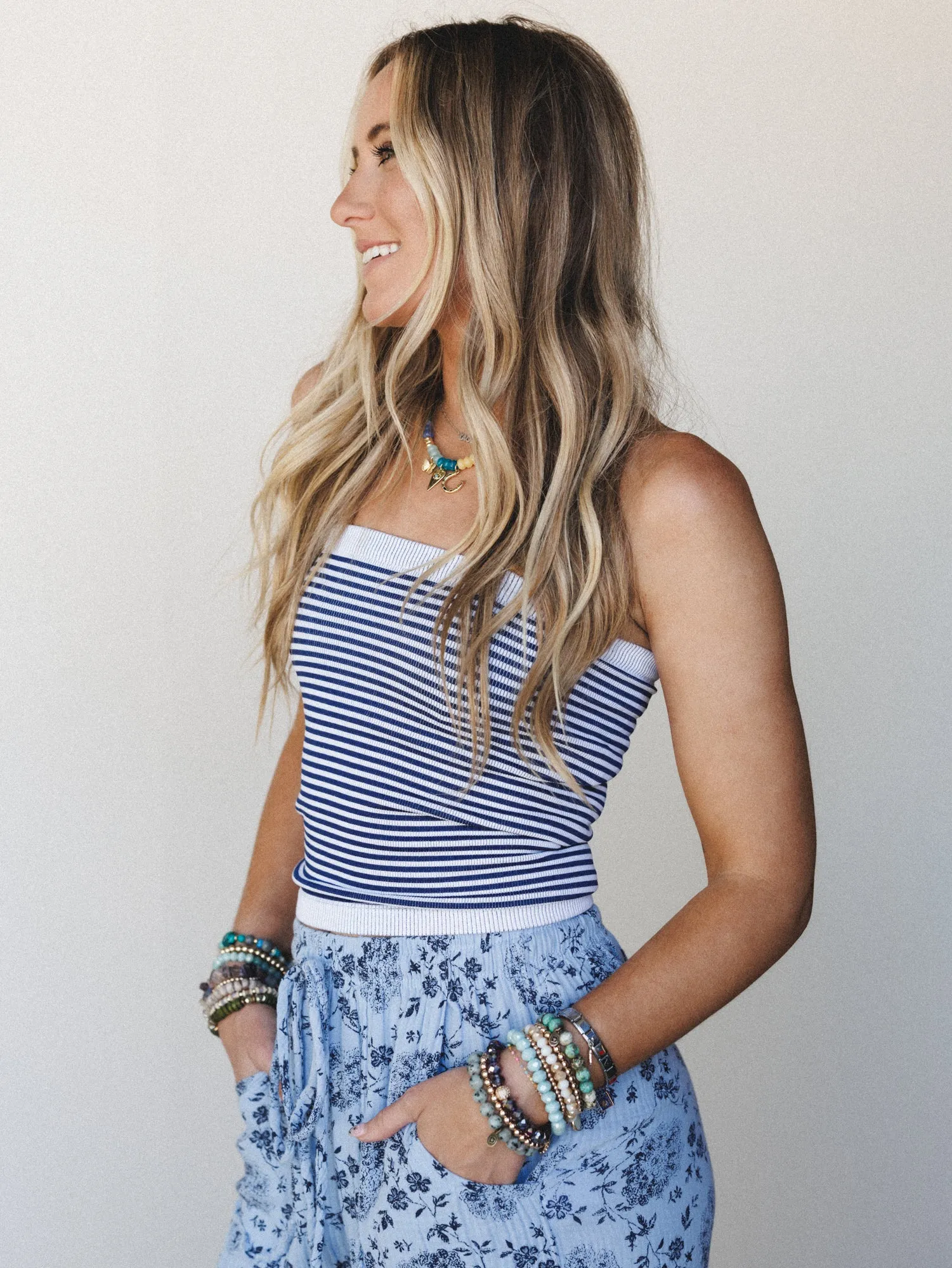 Lush Life Tube Top - Navy White sold by Three Bird Nest product image thumbnail 2