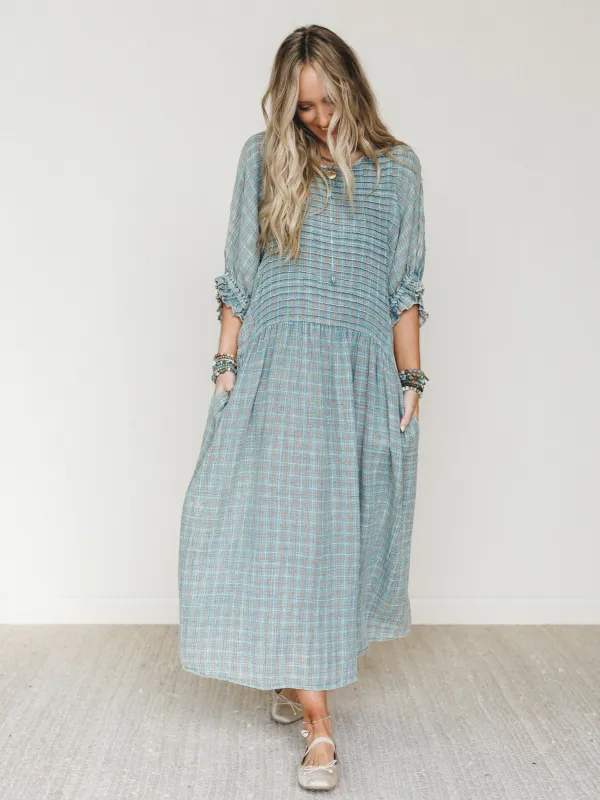 Quinn Puff Sleeve Maxi Dress - Faded Teal - Pre Order made by easel