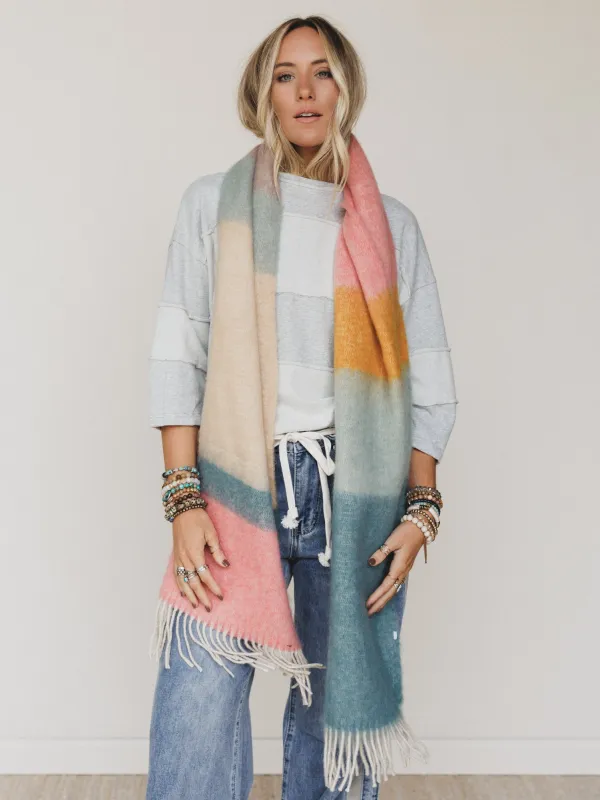 Kaleidoscope Color Block Scarf - Pink - Pre Order made by Three Bird Nest