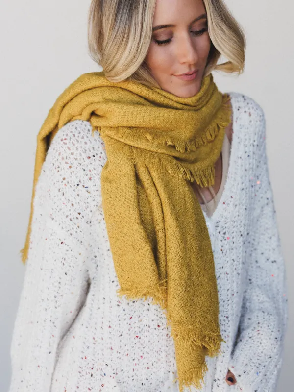 Cabin Calling Blanket Scarf - Mustard - Pre Order made by Three Bird Nest