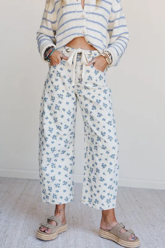 Petal Blue Barrel Leg Pants - Denim - Pre Order made by Peach Love California