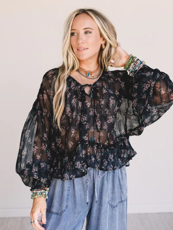 Petal Path Top - Black - Pre Order made by By Together