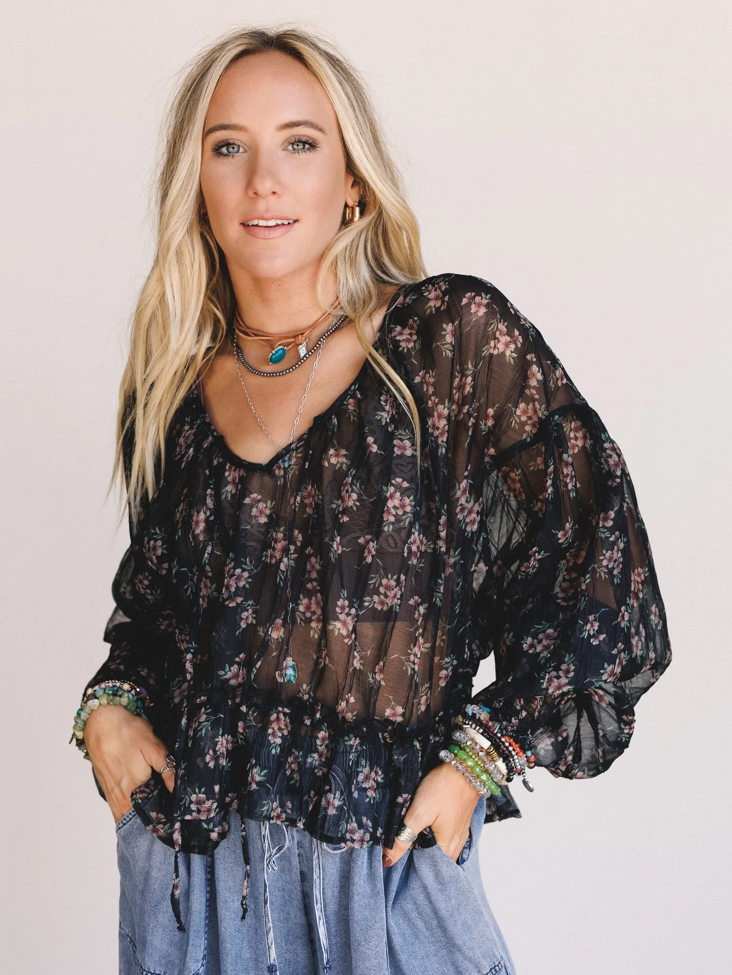Petal Path Top - Black - Pre Order sold by Three Bird Nest product image thumbnail 2