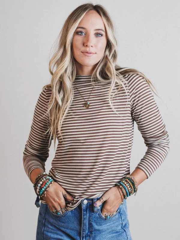 Dream Again Striped Top - Mocha - Pre Order made by Wishlist