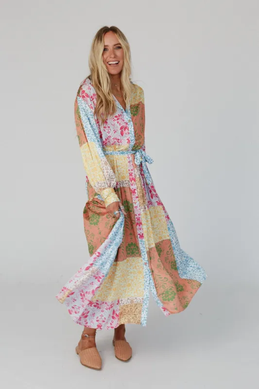 State Of Bliss Button Up Dress - Brown Multi - Pre Order made by Jnna