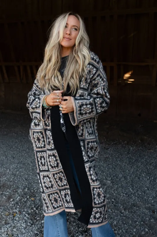 Heirloom Blooms Duster Cardigan - Black - Pre Order made by Davi & Dani