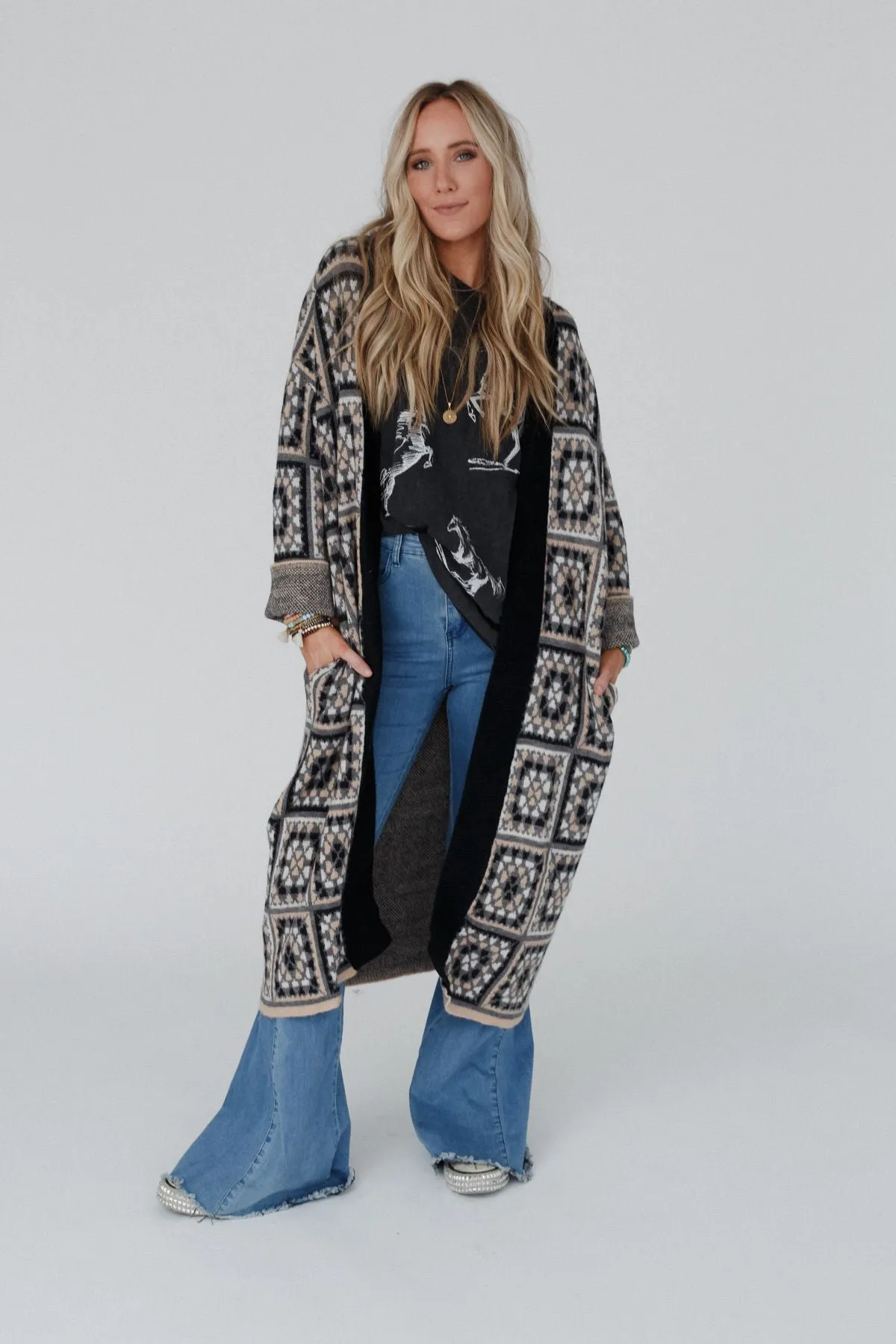 Heirloom Blooms Duster Cardigan - Black - Pre Order sold by Three Bird Nest product image thumbnail 2