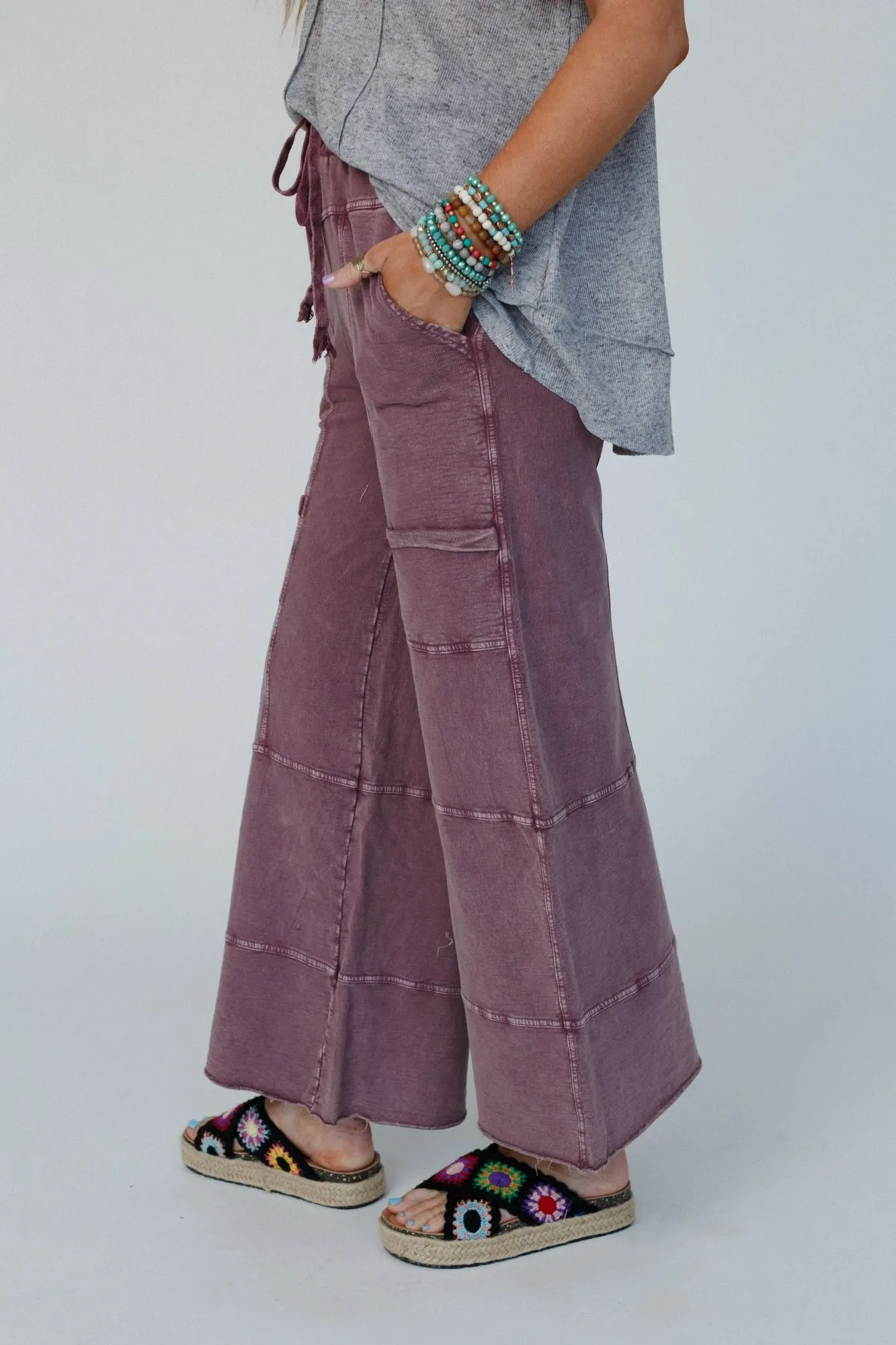 Lucky One Wide Leg Full Pant - Plum - Pre Order sold by Three Bird Nest product image thumbnail 2