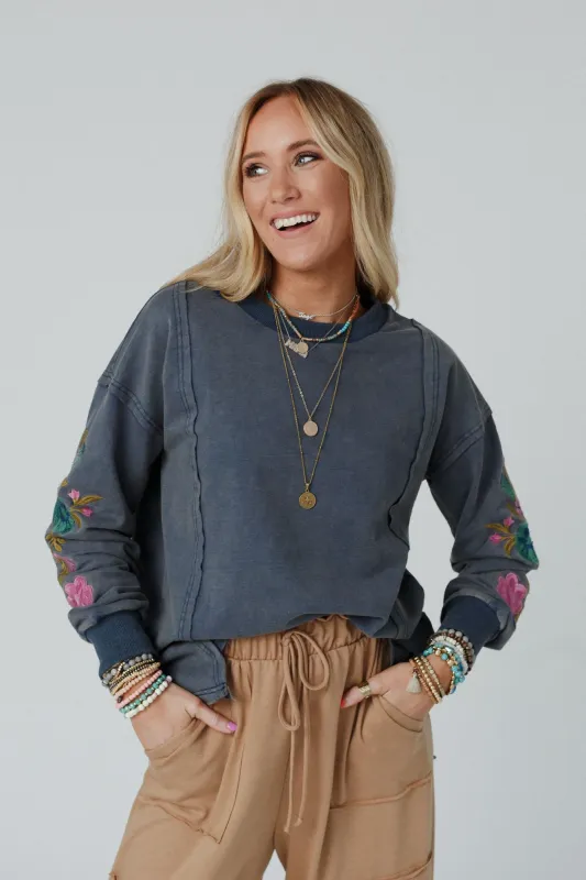 Floral Muse Embroidered Top - Blue - Pre Order made by AnnieWear