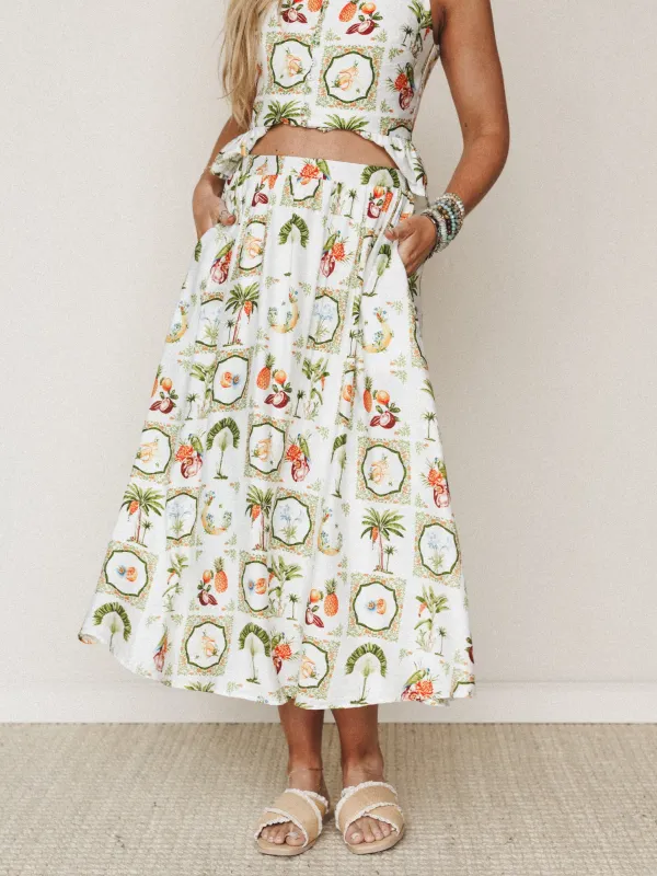 Adventure Awaits Skirt - Ivory Multi made by Listicle