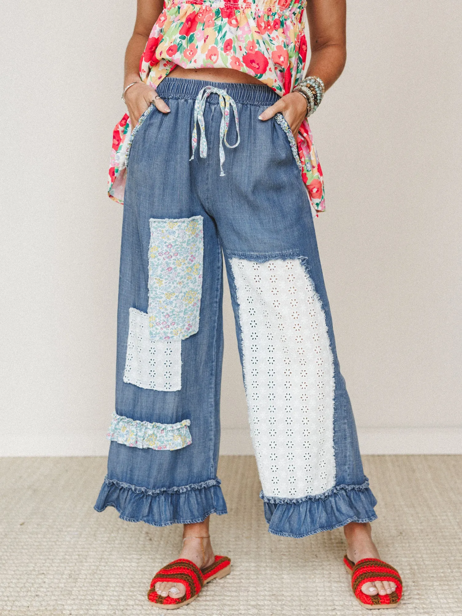 Garden in Bloom Pants - Dark Denim sold by Three Bird Nest