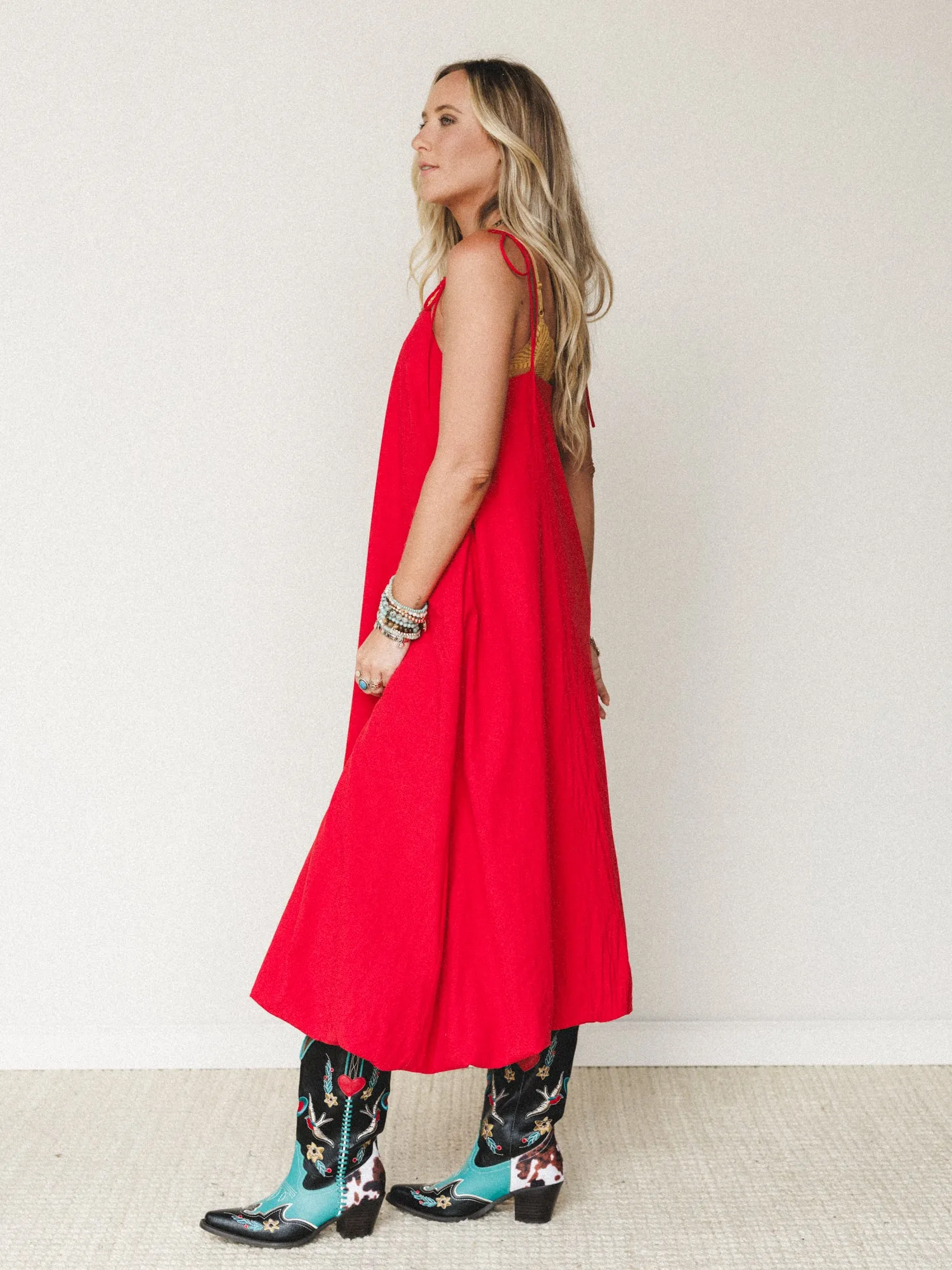Now and Then Maxi Bubble Dress - Red sold by Three Bird Nest product image thumbnail 4