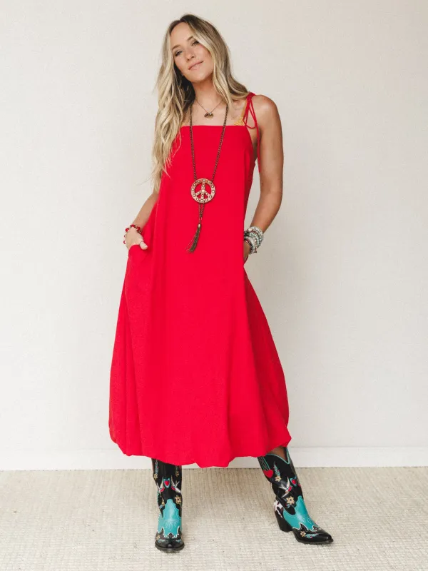 Now and Then Maxi Bubble Dress - Red made by Things Between