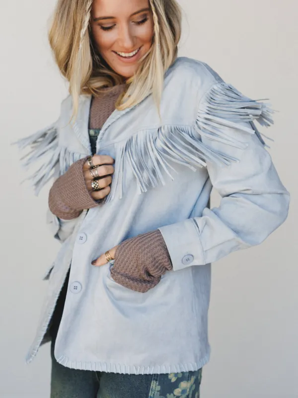Suede Soul Fringe Jacket Blazer - Pastel Grey - Pre Order made by Blue B
