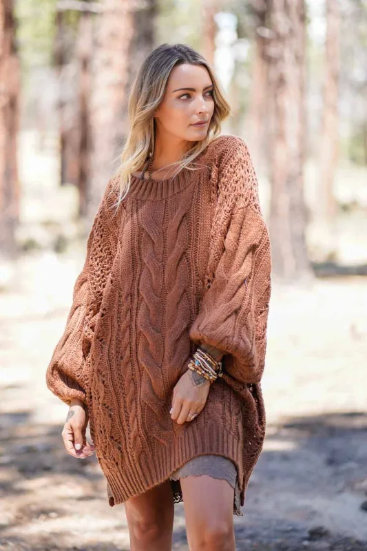 Golden Hour Bubble Sleeve Sweater Dress - Mocha - Pre Order made by Fantastic Fawn