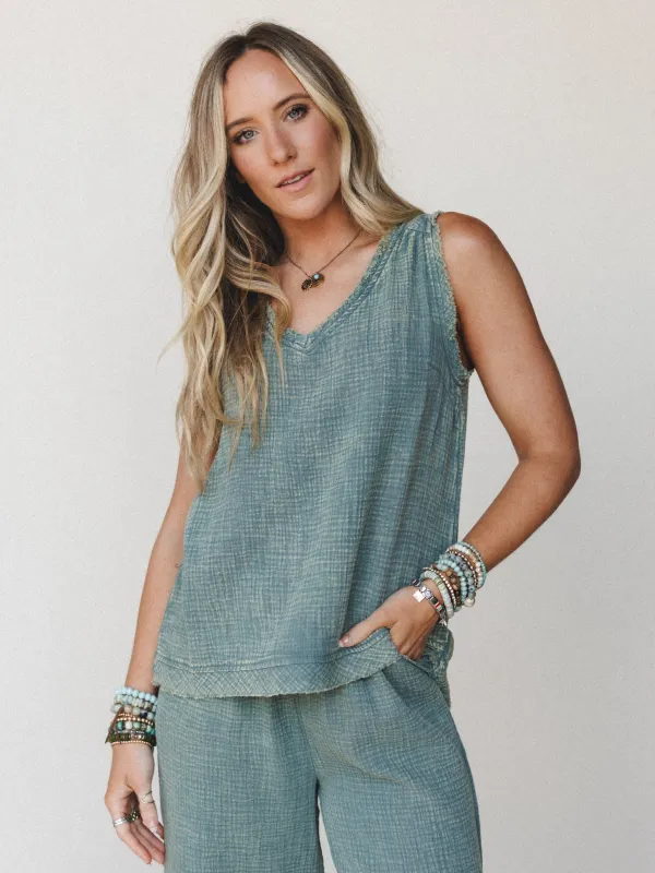 On A Trip Tank Top - Ash Jade made by Zenana