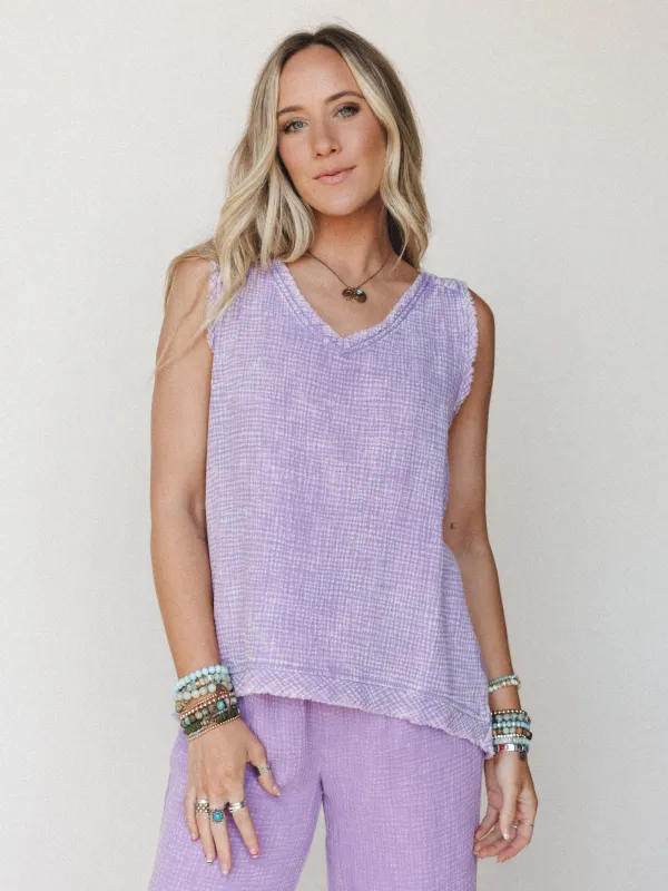 On A Trip Tank Top - Lavender made by Zenana