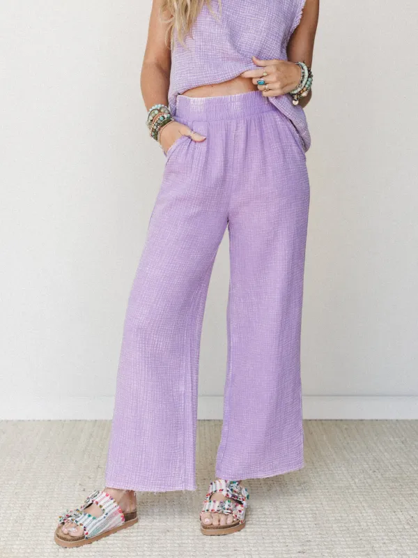 On A Trip Pants - Lavender made by Zenana