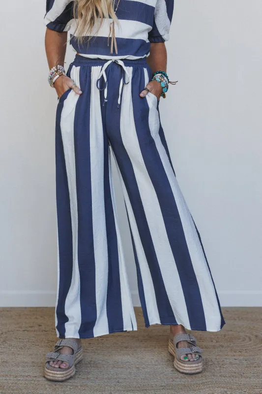 Nautical Wide Leg Pant - Navy Multi - Pre Order made by mioumuse
