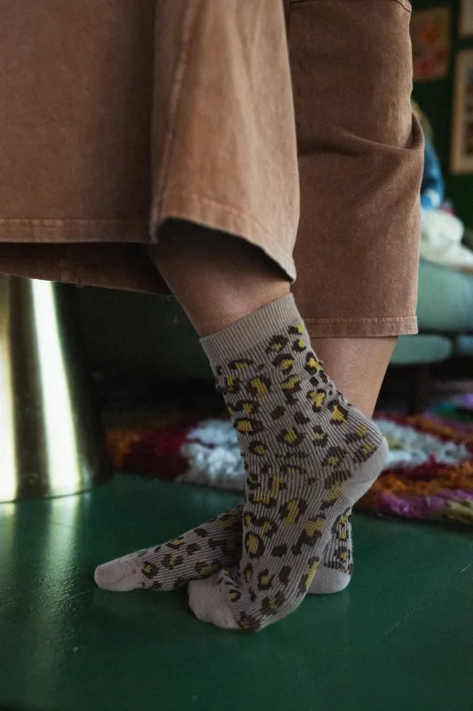 Wild Stride Socks - Taupe - Pre Order made by Three Bird Nest