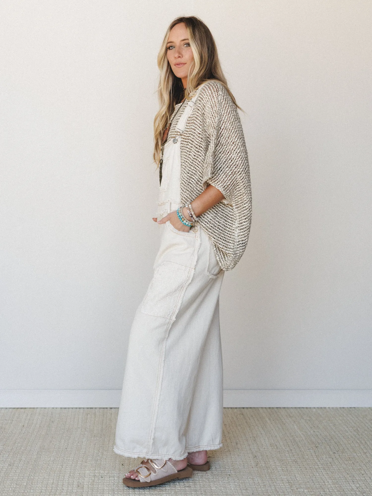 Chasing Meadows Overalls - Ivory sold by Three Bird Nest product image thumbnail 3