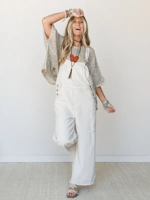 Chasing Meadows Overalls - Ivory made by Three Bird Nest