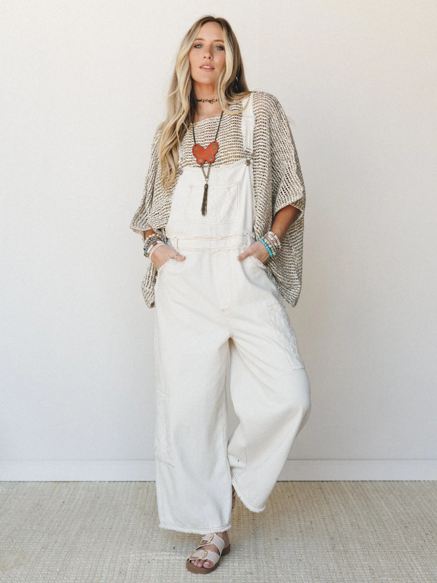 Chasing Meadows Overalls - Ivory sold by Three Bird Nest product image thumbnail 5
