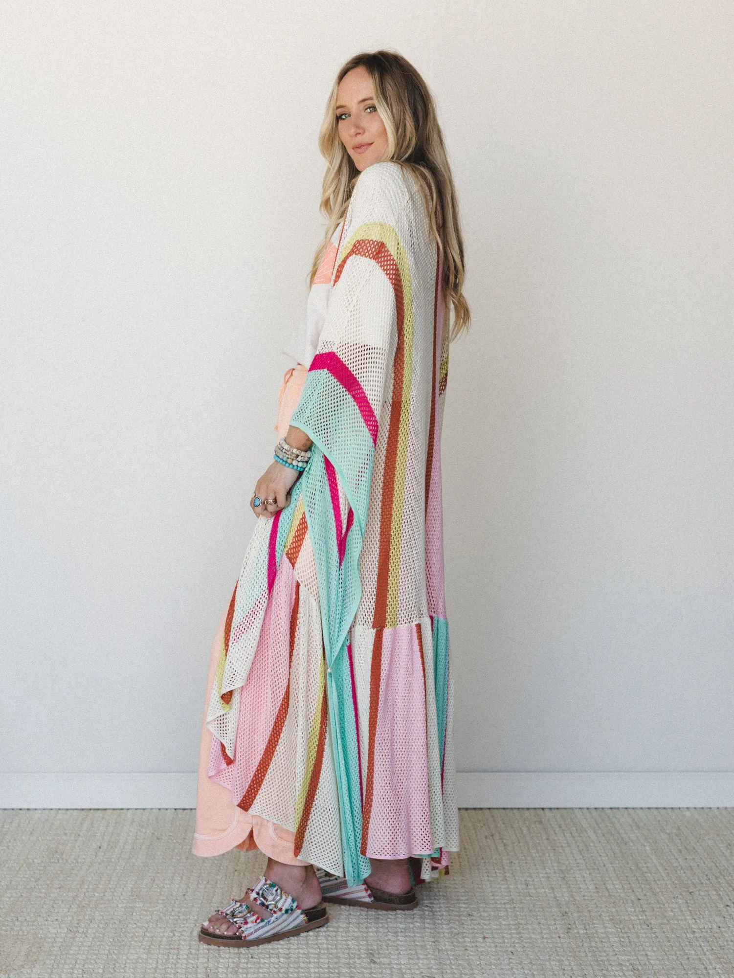 Color Rays Kimono - Cream Multi sold by Three Bird Nest product image thumbnail 2