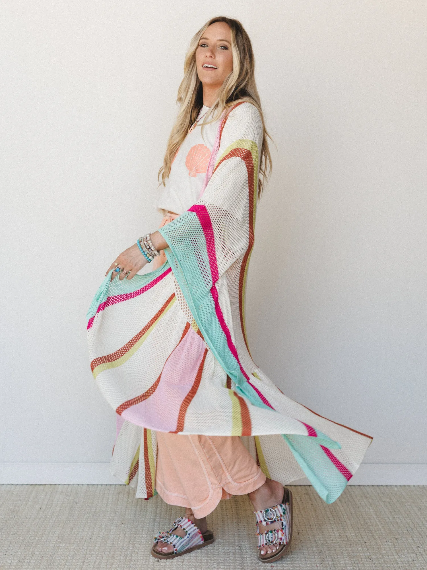 Color Rays Kimono - Cream Multi sold by Three Bird Nest product image thumbnail 5