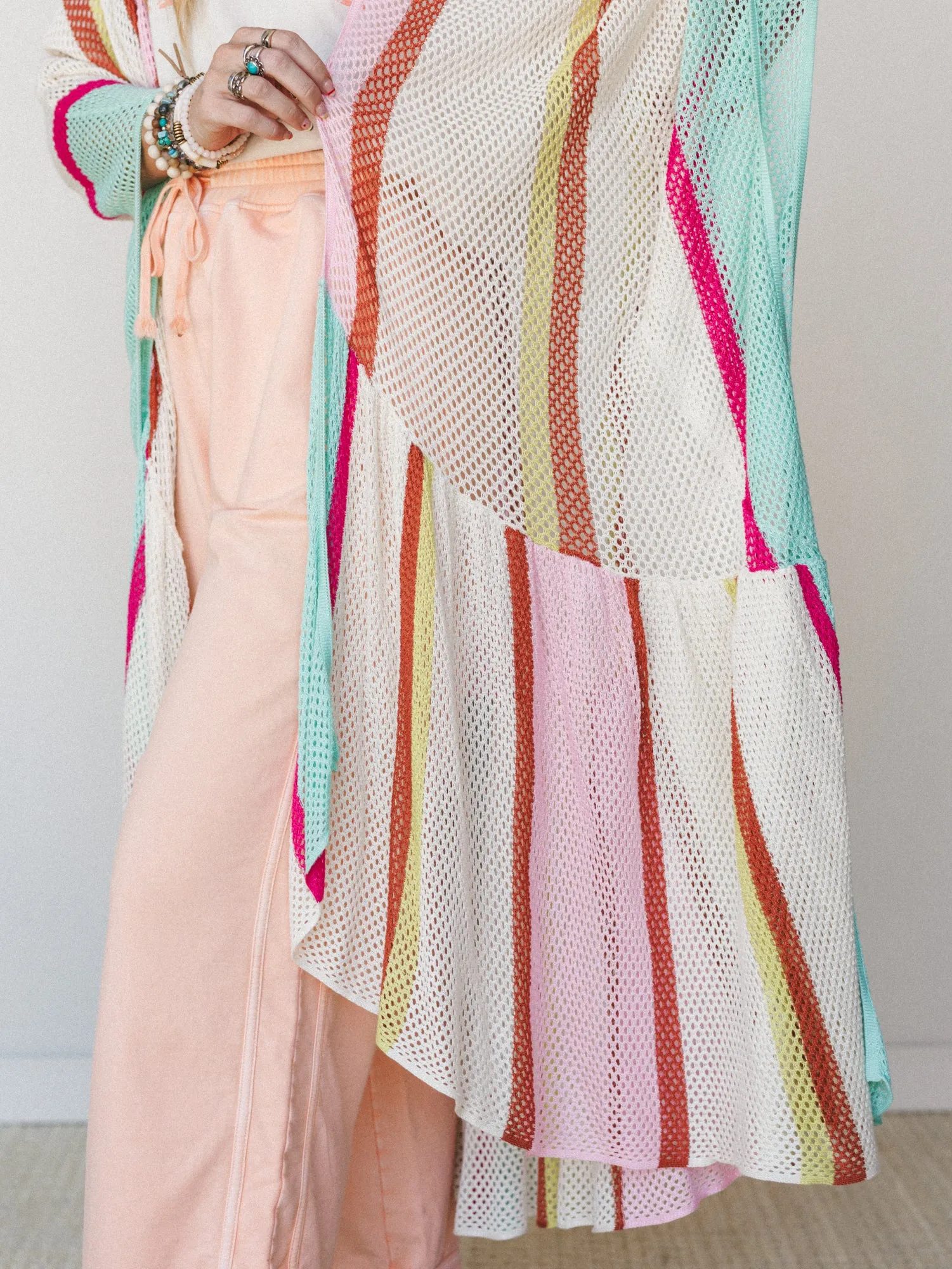 Color Rays Kimono - Cream Multi sold by Three Bird Nest product image thumbnail 4