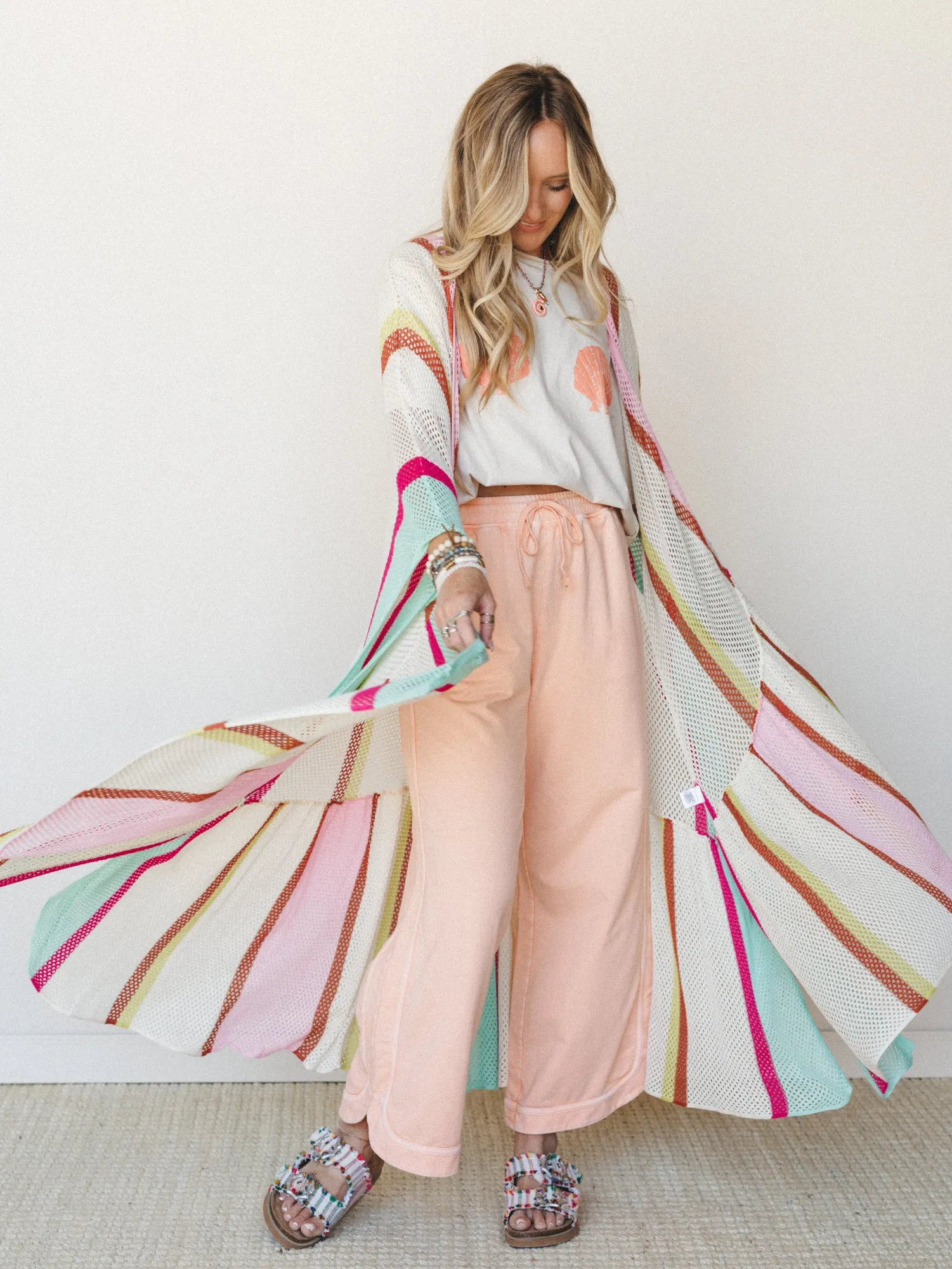 Color Rays Kimono - Cream Multi sold by Three Bird Nest