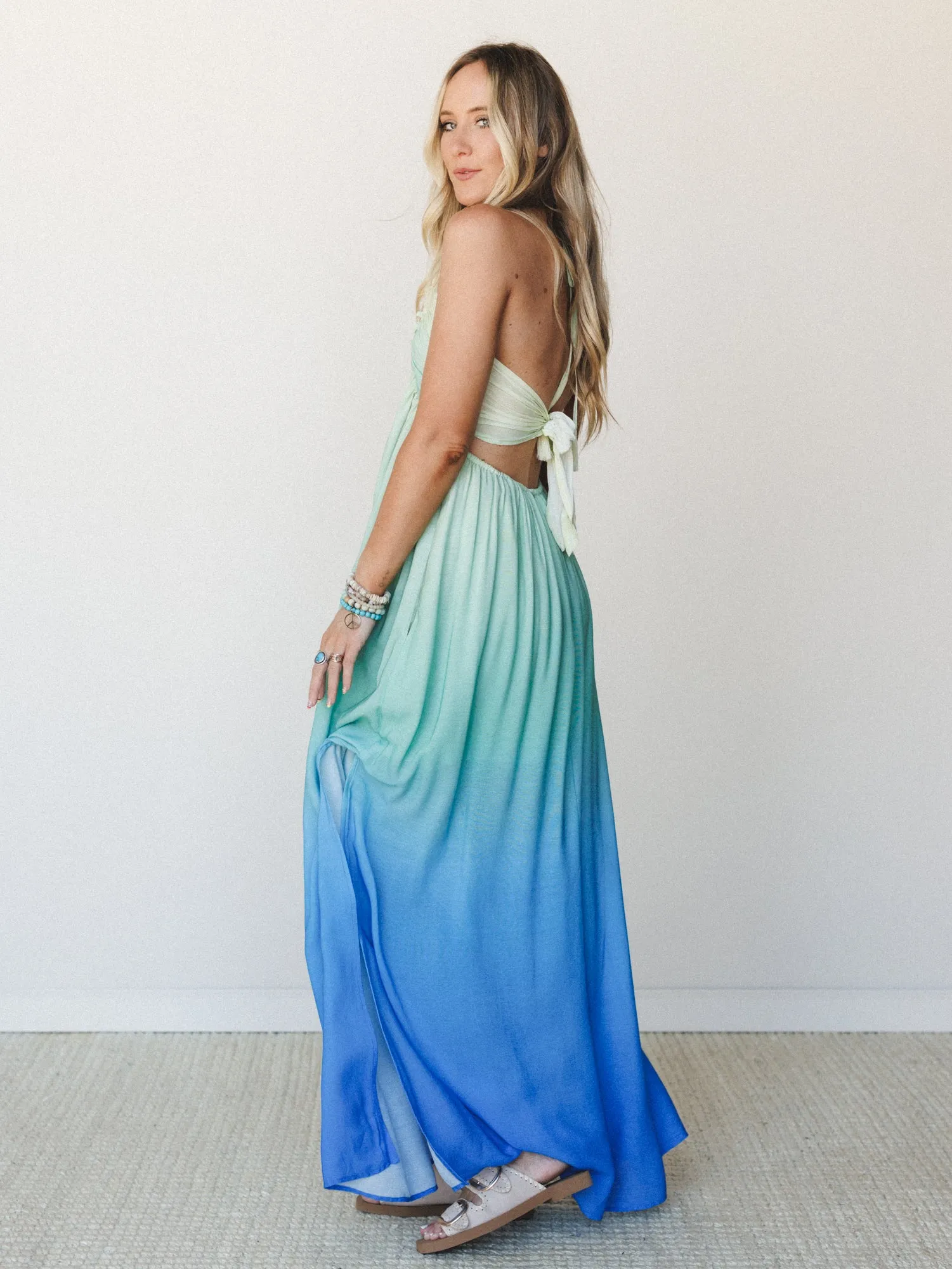 Cityscape Halter Maxi Dress - Butter Blue sold by Three Bird Nest product image thumbnail 2