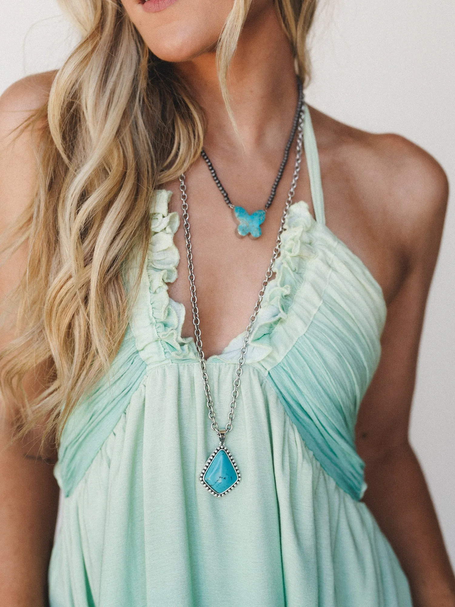 Cityscape Halter Maxi Dress - Butter Blue sold by Three Bird Nest product image thumbnail 3
