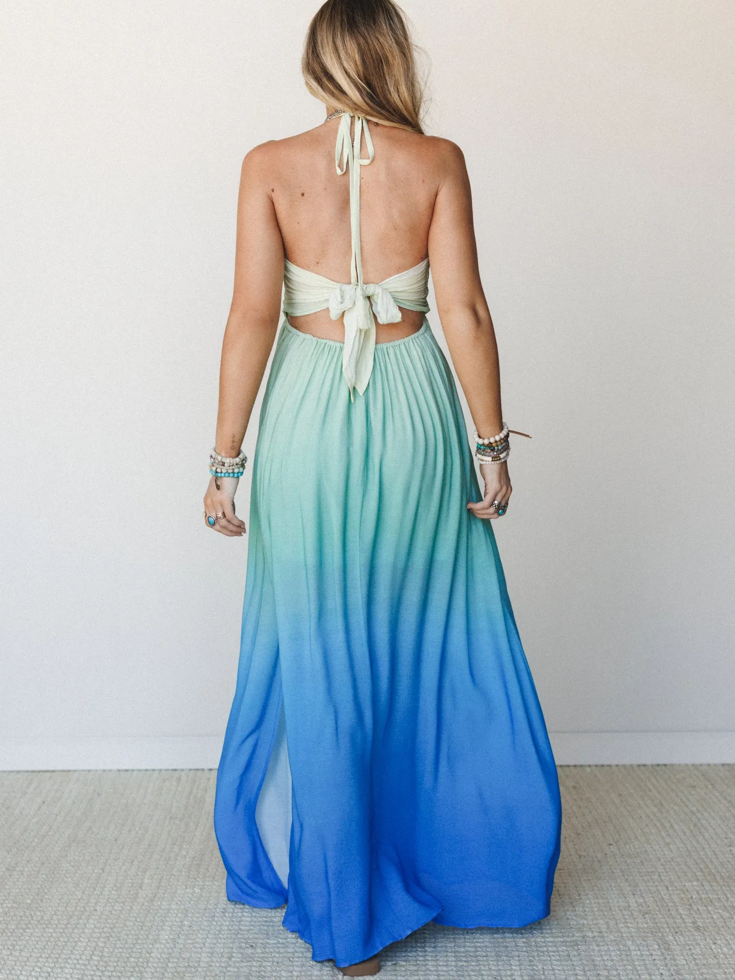 Cityscape Halter Maxi Dress - Butter Blue sold by Three Bird Nest product image thumbnail 5