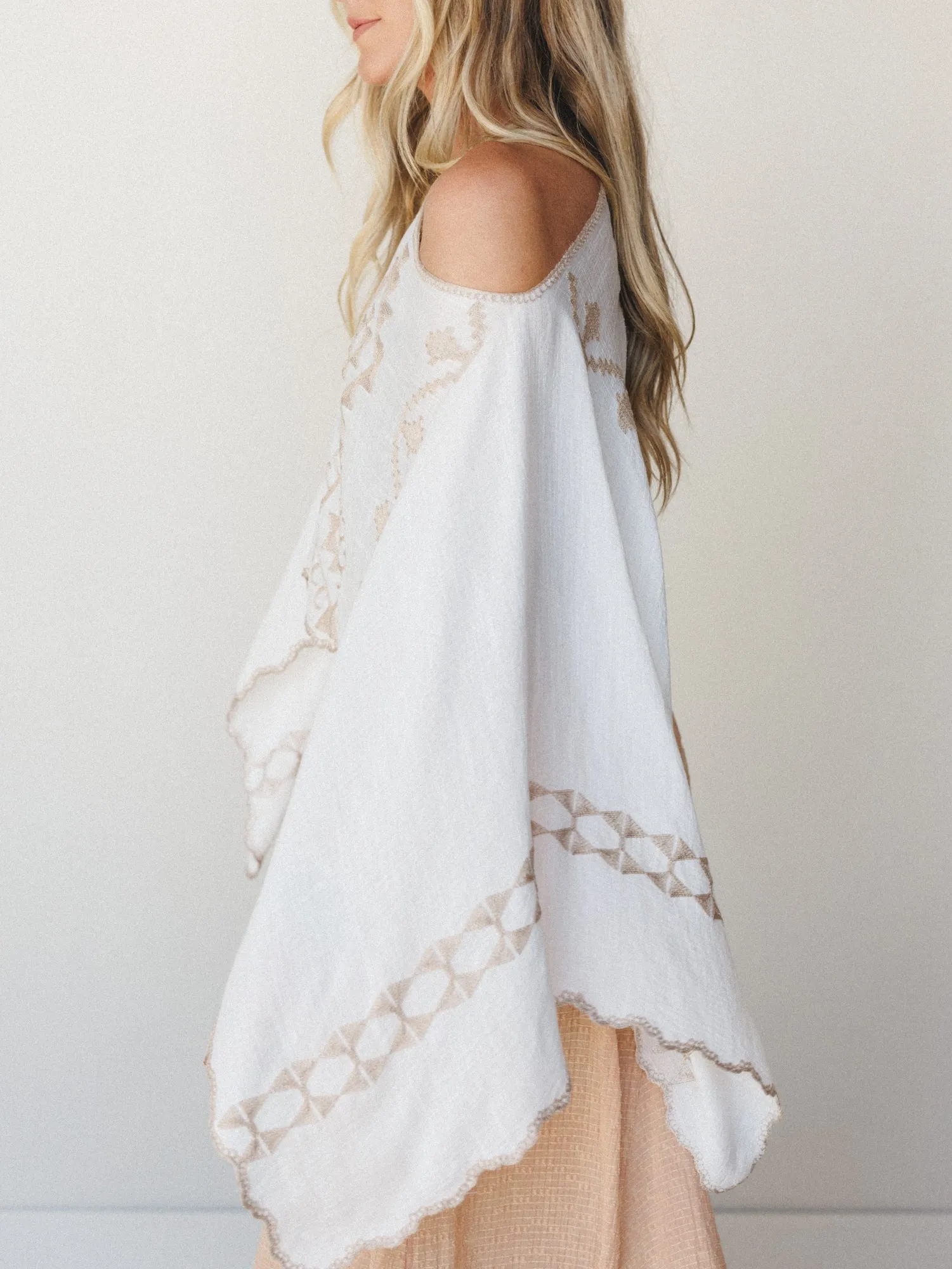 Greece Island Poncho - White sold by Three Bird Nest product image thumbnail 5