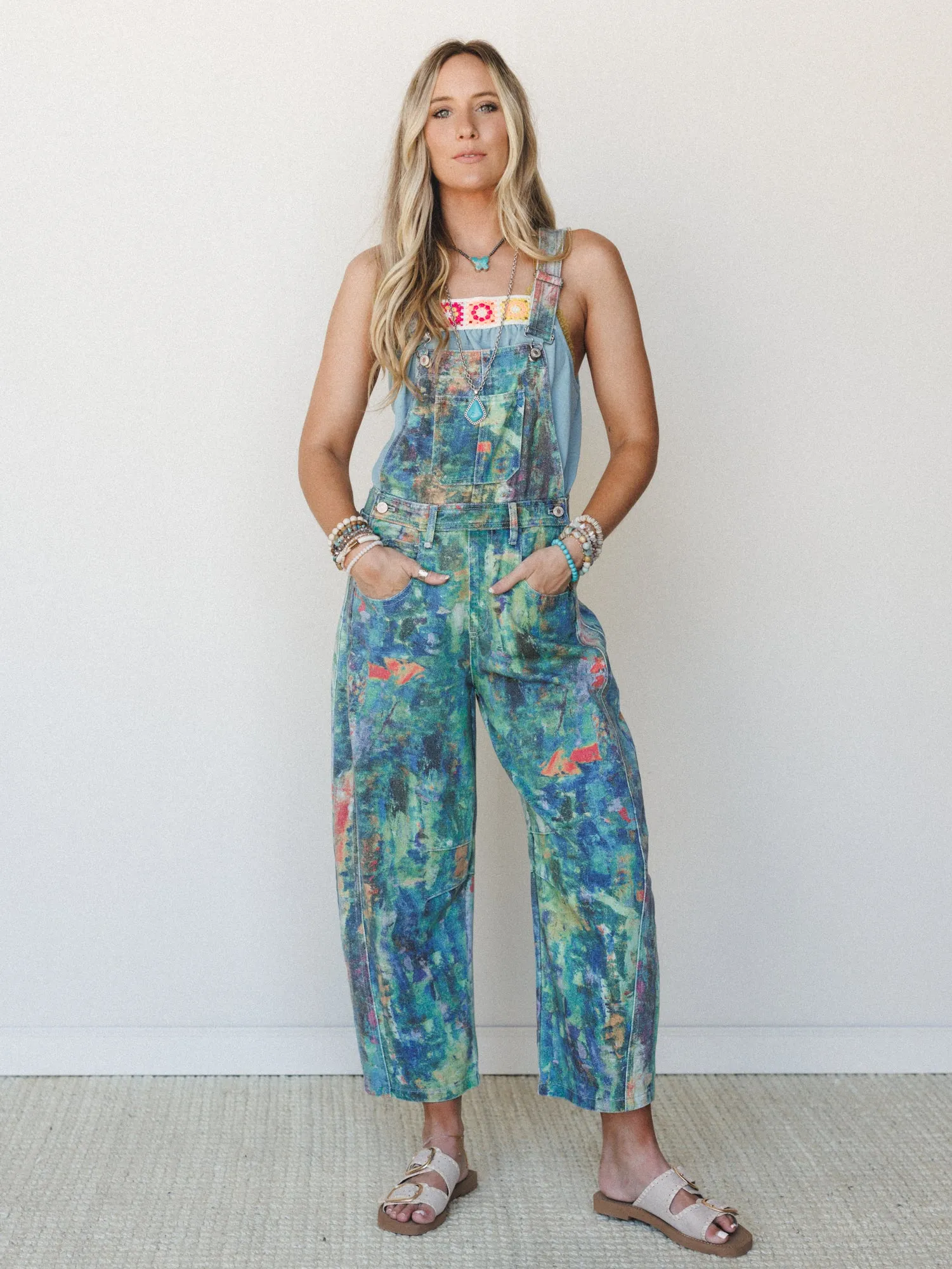 Artist Notes Overalls - Cobalt Pink sold by Three Bird Nest