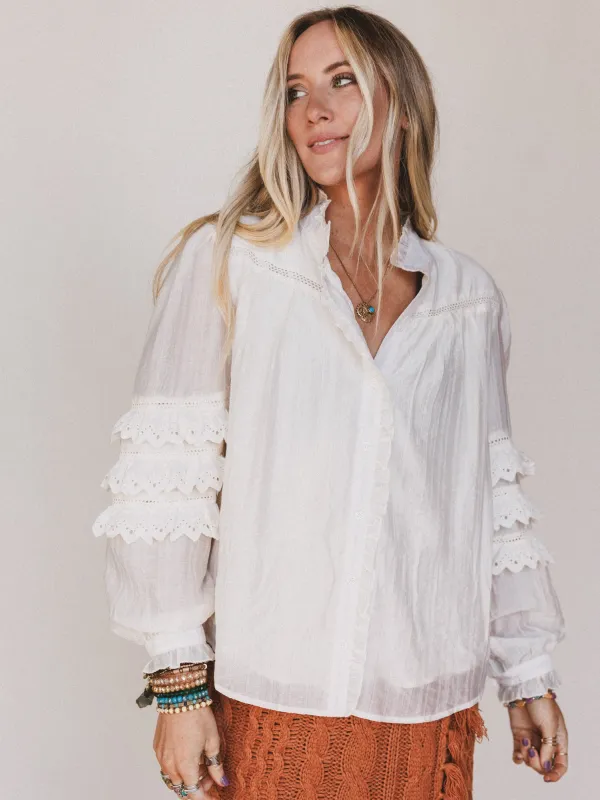 Boho Romance Blouse - Cream - Pre Order made by Listicle