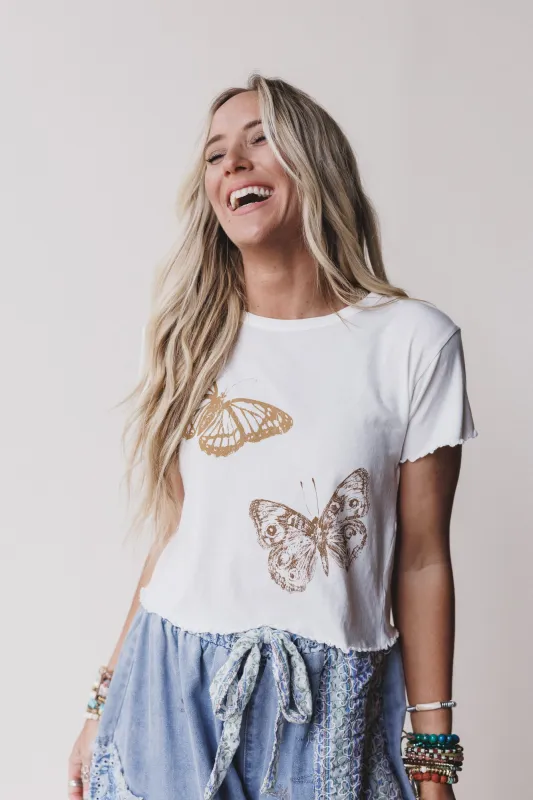Bestie Butterfly Graphic Tee - Ivory - Pre Order made by Promesa