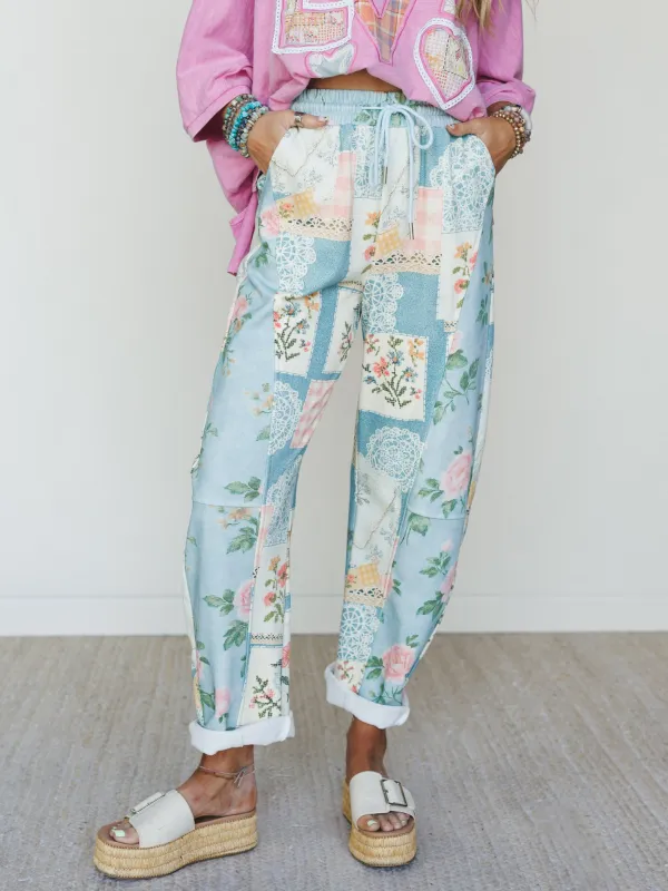 High Tea Garden Barrel Lounge Pants - Blue Combo - Pre Order made by Davi & Dani