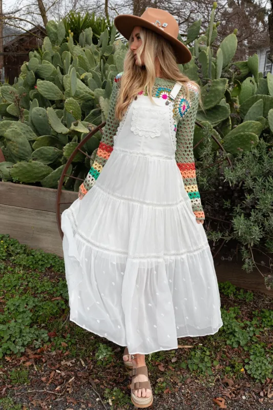 Green Paths Overall Dress - Off White - Pre Order made by Inloom