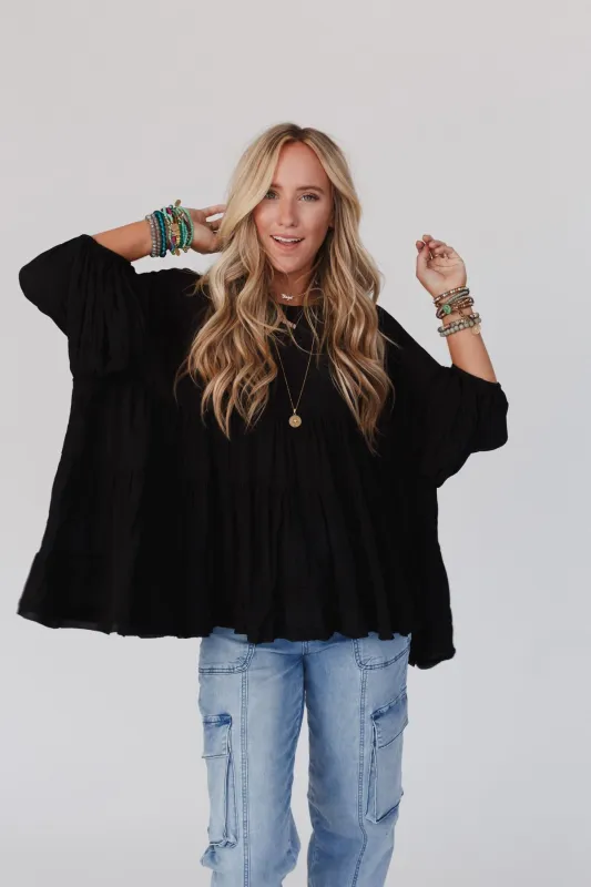 In The Clouds Tunic Top - Black - Pre Order made by Three Bird Nest