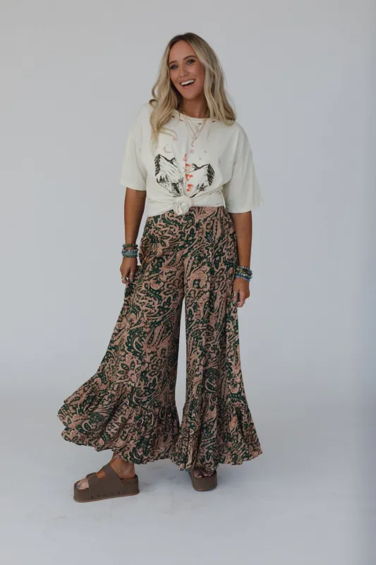 Paisley Dream Ruffled Pants - Green - Pre Order made by Bluivy