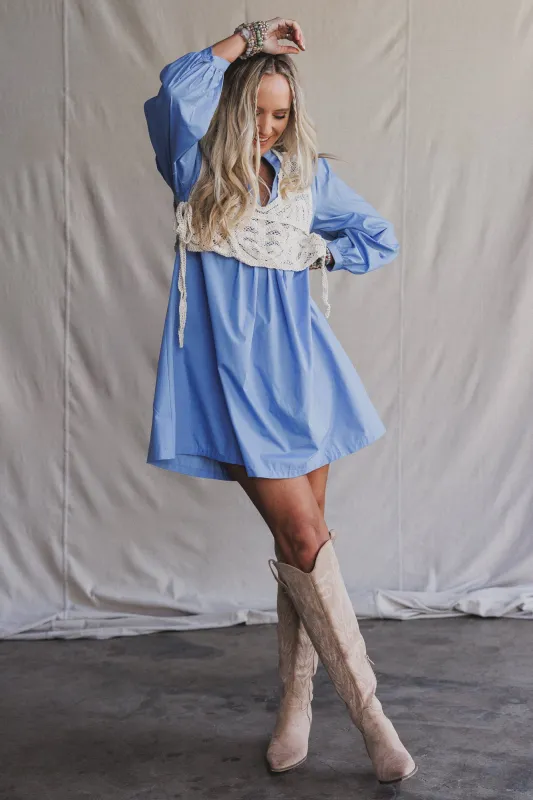 Sweet Edge Crochet Vest Tunic Dress - Light Blue - Pre Order made by AnnieWear