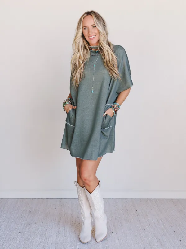 The Nest Laid Back Luxe Dress - Two Tone Olive - Pre Order made by Three Bird Nest
