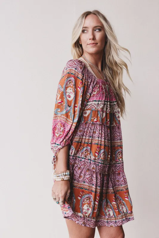 Wildflower Whimsy Paisley Print Dress - Pink Multi - Pre Order made by Bluivy