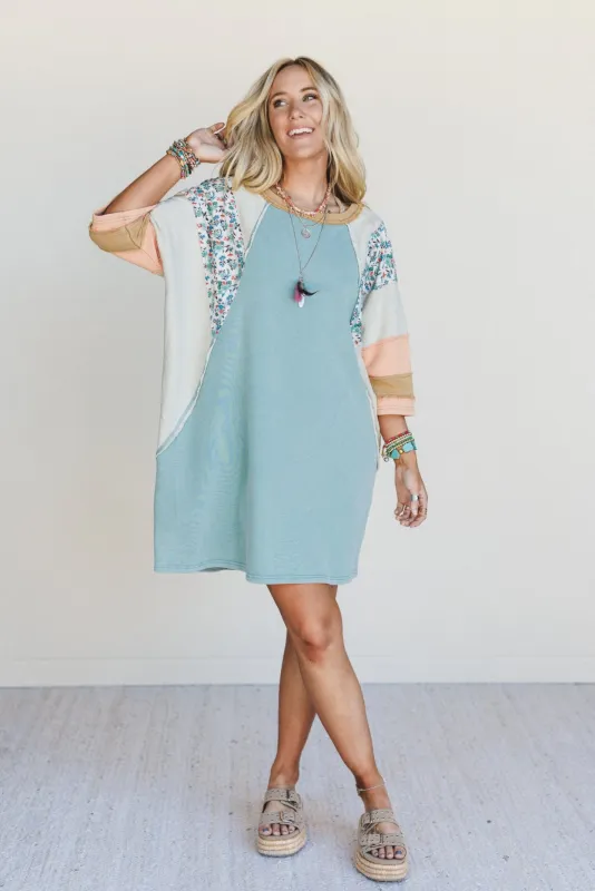 Endlessly Yours Terry Knit Dress - Teal - Pre Order made by easel
